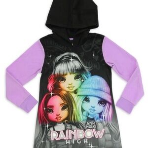 NWT “Rainbow High” Girls Hoodie Nightgown / Girl 5t, 6t, 7, 10 sleepwear/ dress